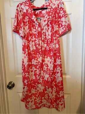 Anthony Richards Coral and White Floral Sleep Dress